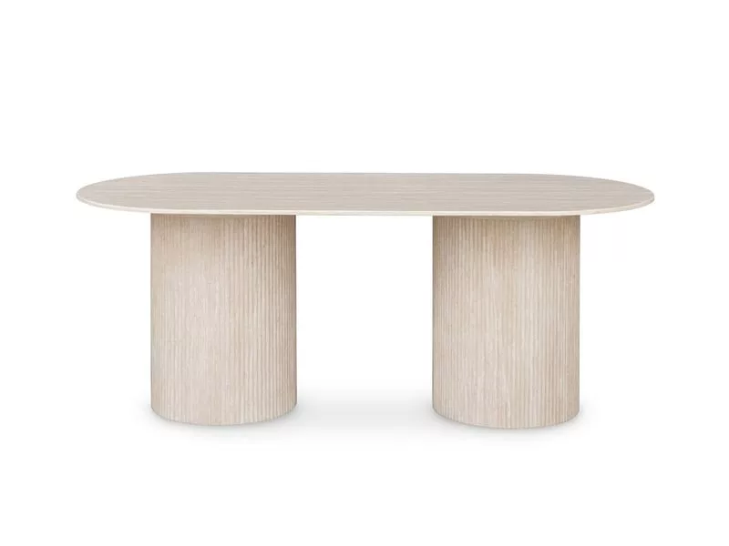 Table à manger ovale en marbre composite beige 8 personnes dhara – Image 5