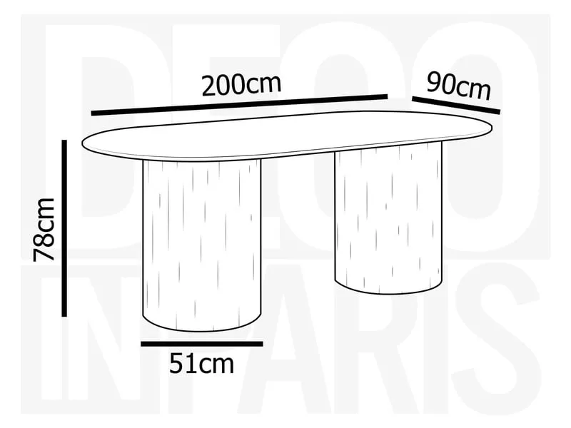 Table à manger ovale en marbre composite beige 8 personnes dhara – Image 6