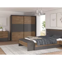 Lit 2 places 140×190 cm PEMBURY coloris Chêne / Anthracite