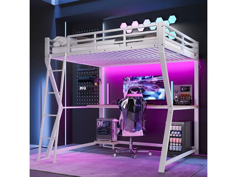 Lit mezzanine 140x200 cm MODFU coloris blanc – Image 10