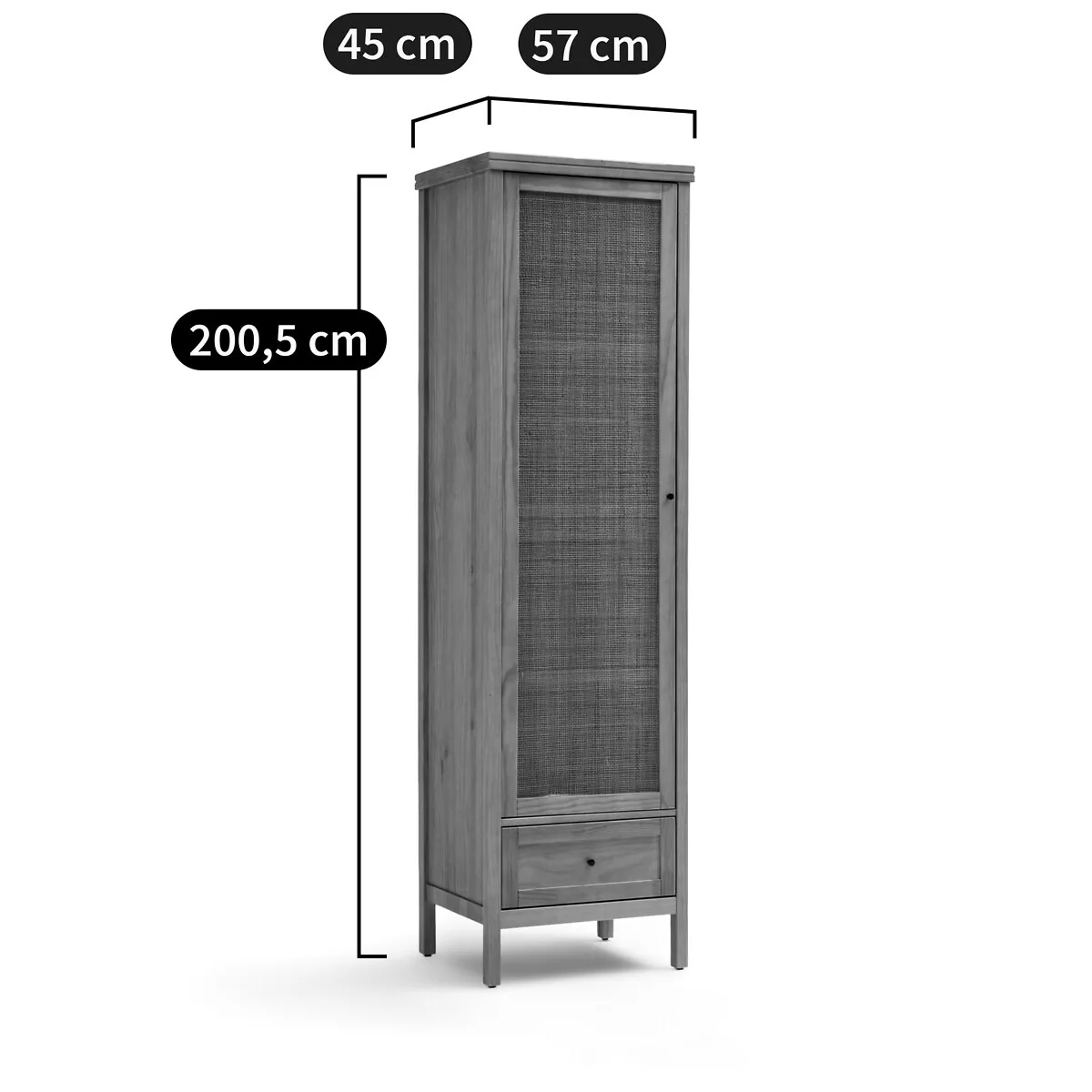 Armoire 1 porte pin massif et cannage, Gabin – Image 2