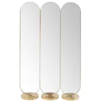 Curve – Paravent en acier doré et verre miroir