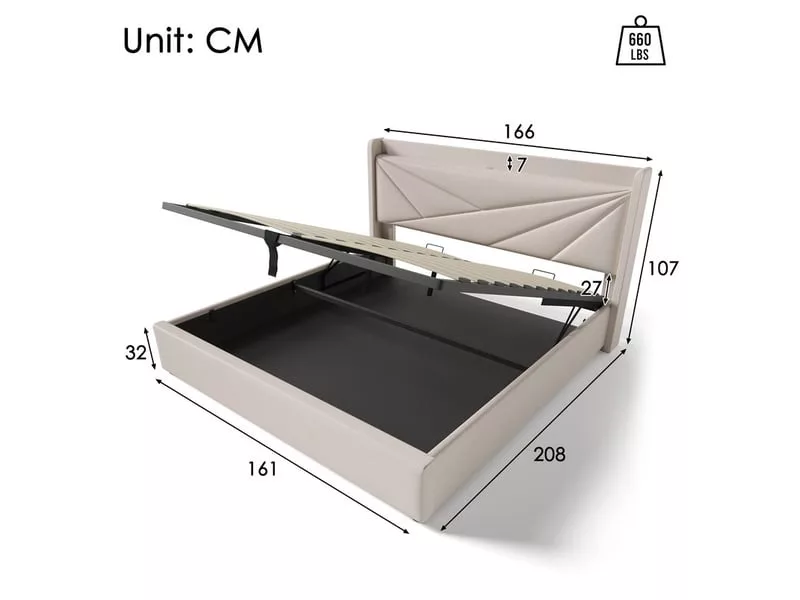 Lit coffre 160x200 cm DZMDIP coloris beige – Image 5