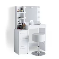 Coiffeuse avec éclairage LED et tabouret Blanc 80×127.4cm