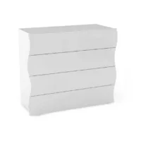 Mattia – Commode effet bois blanc brillant 98×40 cm