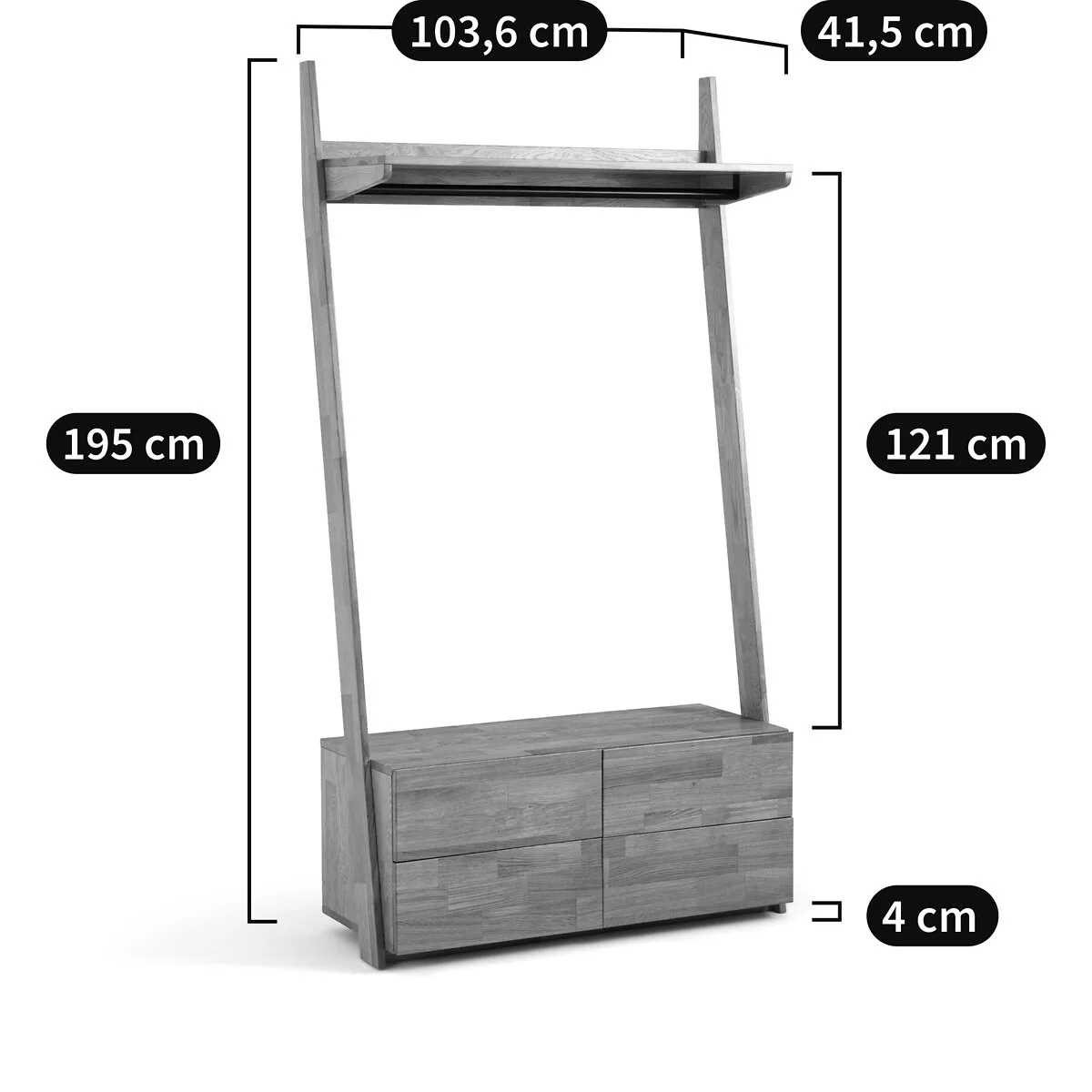 Module de dressing penderie + 4 tiroirs, Domeno – Image 2