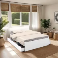 Lit 2 places 140×190 cm POLAR coloris Blanc