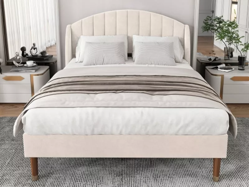 Lit 2 places 140x200 cm OKWISH coloris beige – Image 3