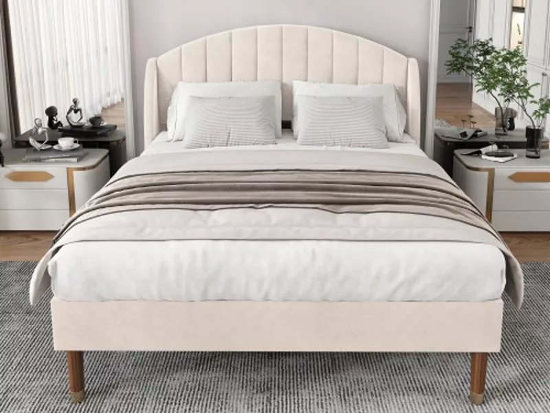 Lit 2 places 140x200 cm OKWISH coloris beige – Image 8