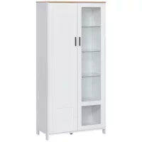 Homcom – Armoire 2 portes – 7 étagères – blanc aspect chêne clair verre