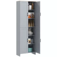 Homcom – Armoire de cuisine 4 portes étagères réglables gris