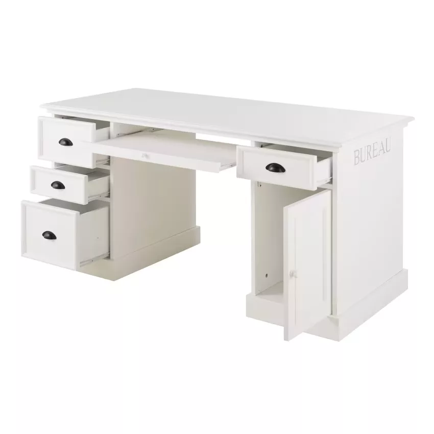 Bureau 1 porte 4 tiroirs blanc – Image 2