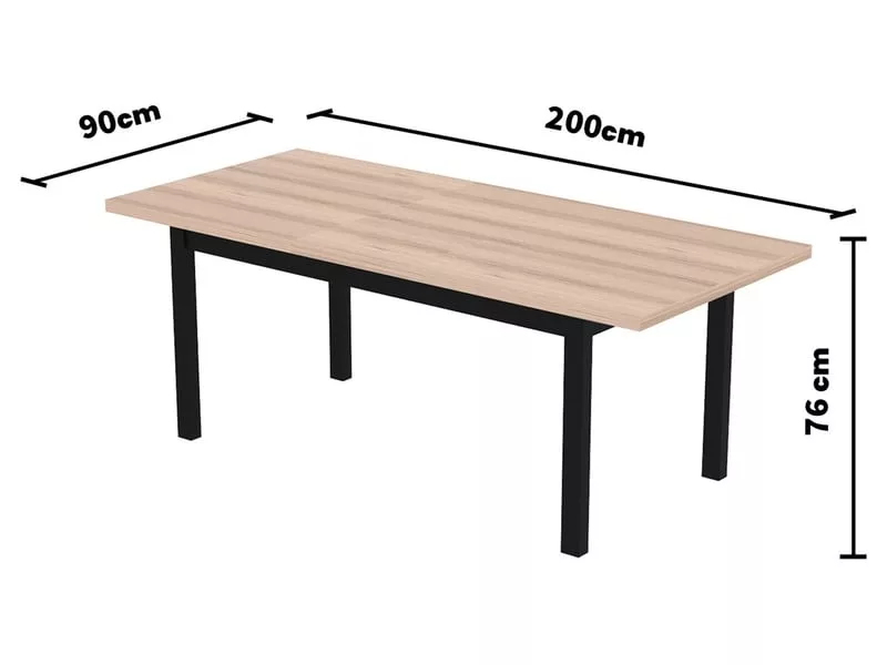 Table de séjour rectangulaire avec allonge bicolore BROOKLYN - 90x160.4-200.4max. cm – Image 7