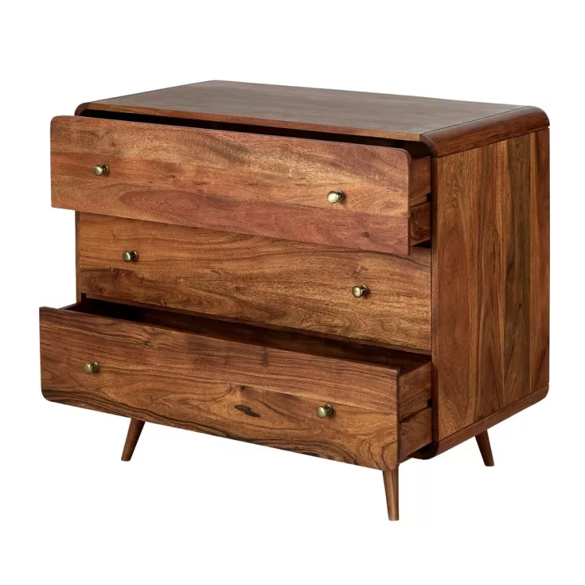 Tony - Commode 3 tiroirs en acacia massif L90 – Image 3
