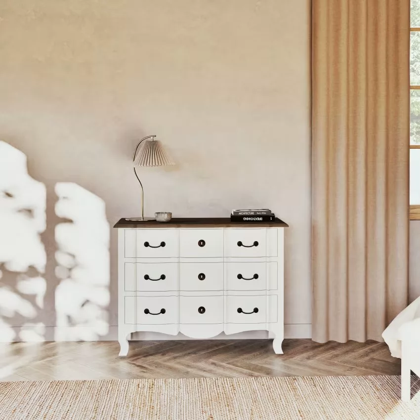 Versailles - Commode 3 tiroirs en bois d'acacia et de manguier noire L110 – Image 3