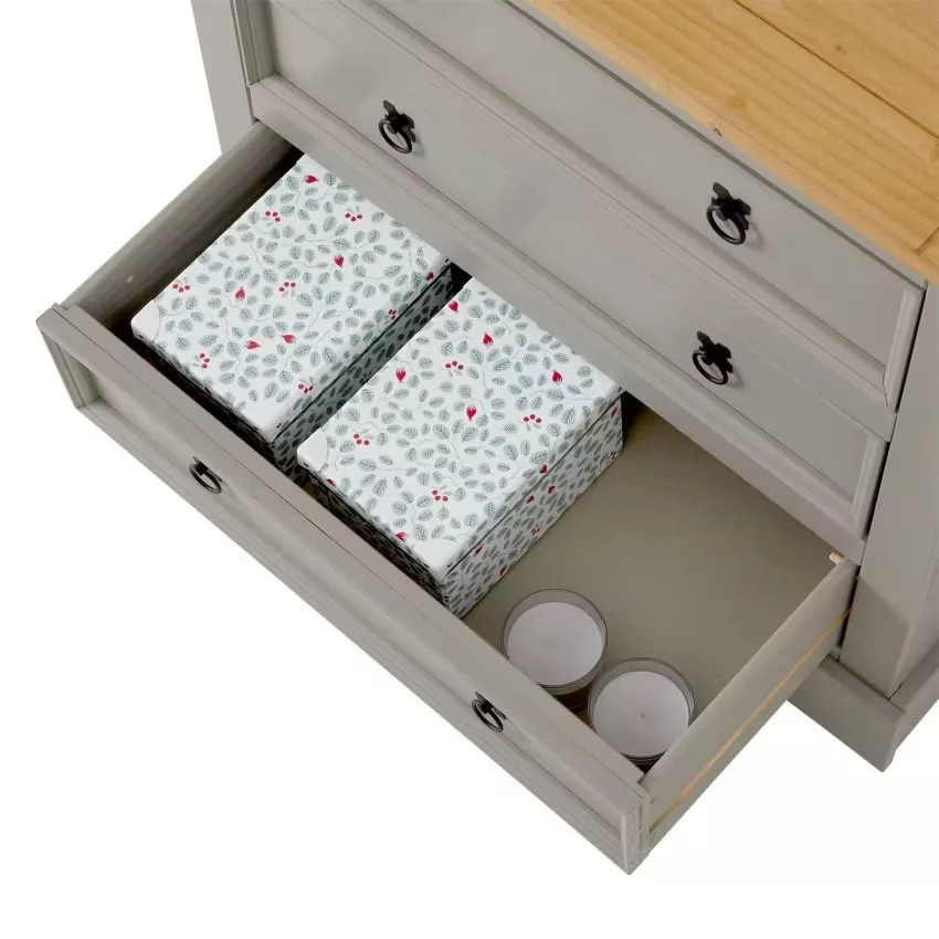 Tequila - Commode 3 tiroirs en bois massif, coloris naturel – Image 7