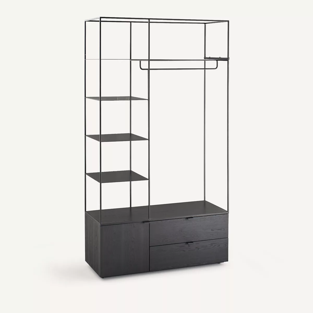 Dressing ouvert en métal fer et MDF plaqué orme ou laqué, KOLYA – Image 2