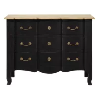 Versailles – Commode 3 tiroirs en bois d’acacia et de manguier noire L110
