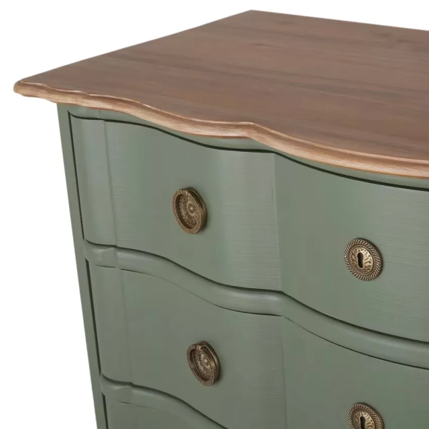 Gustavia - Commode 4 tiroirs vert kaki et métal doré L100 – Image 4