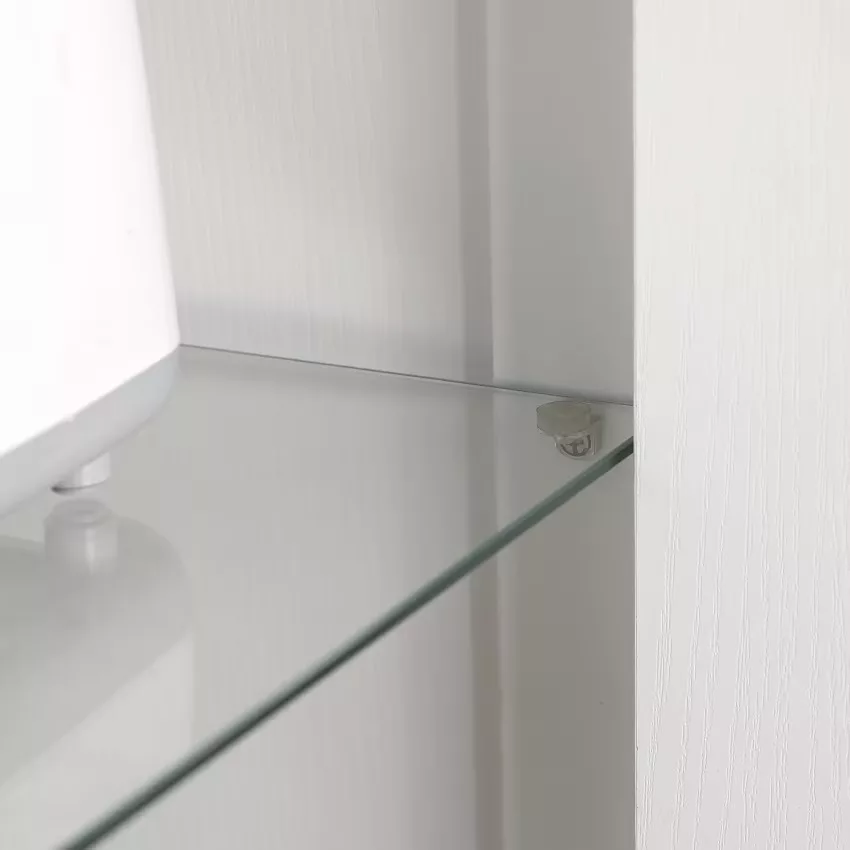 Homcom - Armoire 2 portes - 7 étagères - blanc aspect chêne clair verre – Image 6