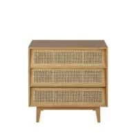 Suzelle – Commode 3 tiroirs et cannage en rotin L80