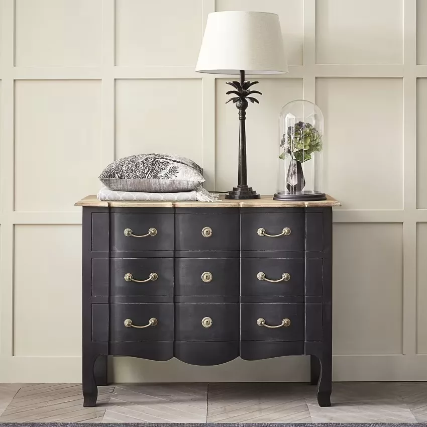 Versailles - Commode 3 tiroirs en bois d'acacia et de manguier noire L110 – Image 6