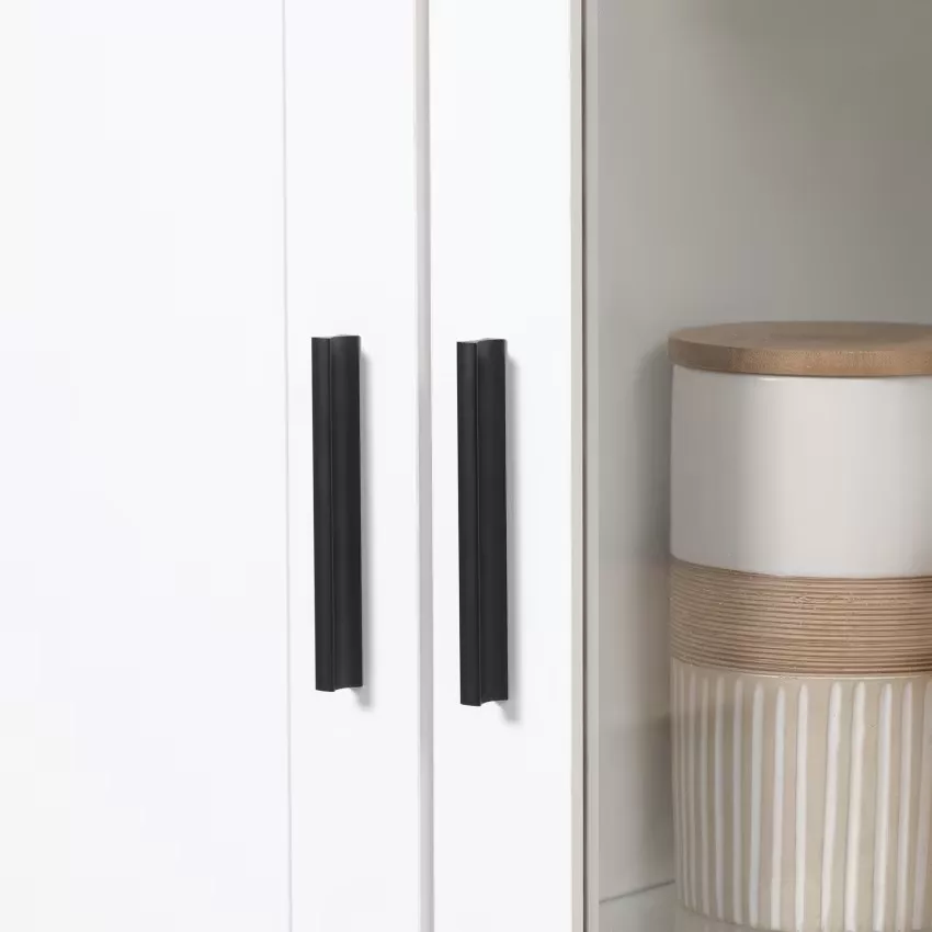 Homcom - Armoire 2 portes - 7 étagères - blanc aspect chêne clair verre – Image 8