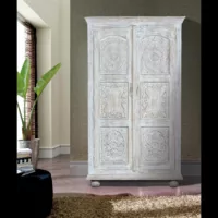 Amarilise – Armoire en manguier blanc vieilli 2 mètres