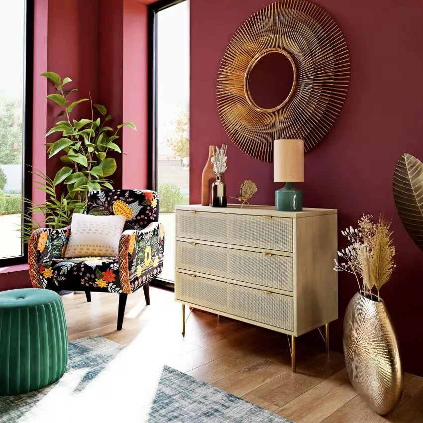 Maisons du Monde Solstice - Commode 3 tiroirs cannage en rotin L90 – Image 8