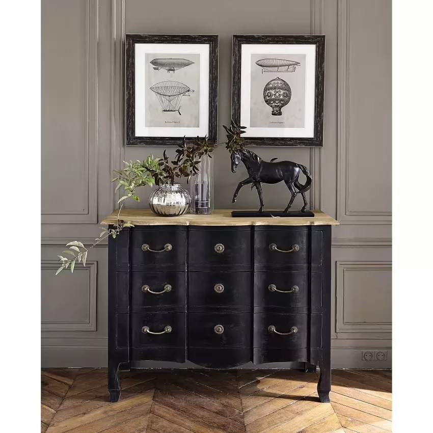 Versailles - Commode 3 tiroirs en bois d'acacia et de manguier noire L110 – Image 7