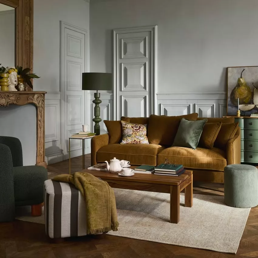 Gustavia - Commode 4 tiroirs vert kaki et métal doré L100 – Image 7