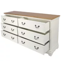 Léontine – Commode double 6 tiroirs crème L175