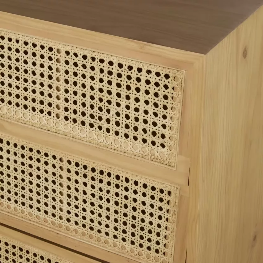 Suzelle - Commode 3 tiroirs et cannage en rotin L80 – Image 3