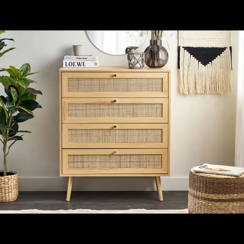 Perote - Commode à 4 tiroirs rotin marron clair – Image 3