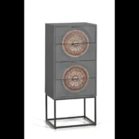 Wood mandala – Commode en manguier et pieds en métal gris et marron