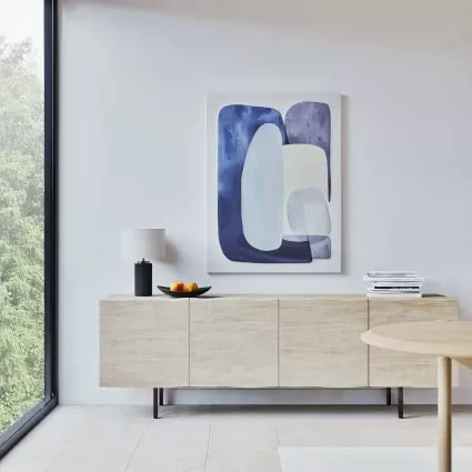 Magnus - Buffet enfilade vintage 4 portes en bois de chêne massif L220 – Image 6