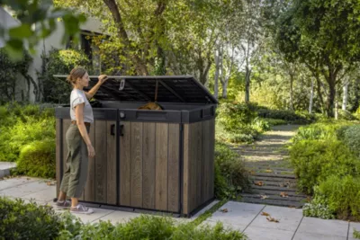 Coffre de jardin WALNUT Signature mega en résine effet bois - coloris noyer - 2020L - KETER – Image 3